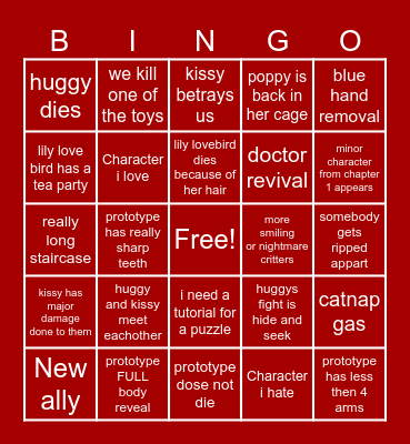 poppy playtime chapter 5 bingo Card