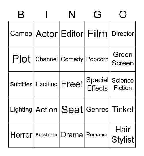 Movies Bingo Card