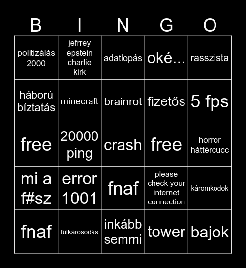 magyar roblox bingo Card
