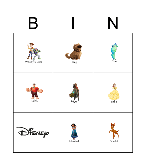 Disney Bingo Card
