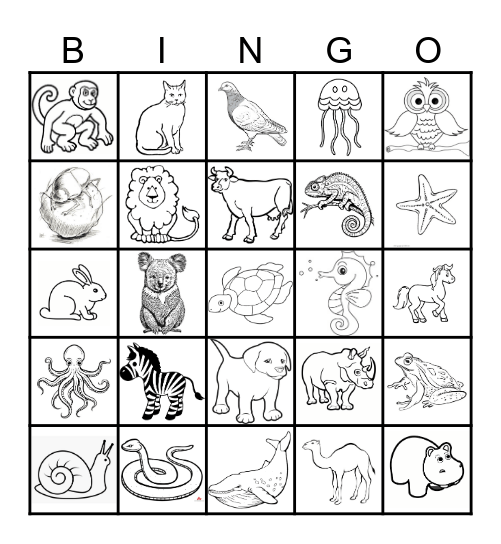 ANIMALS Bingo Card