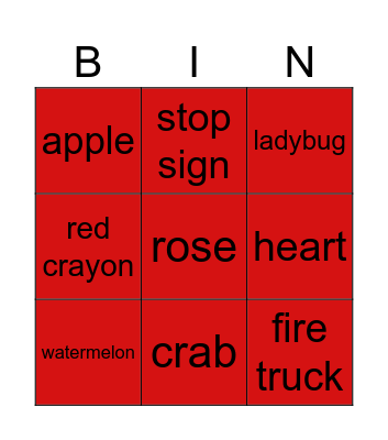 Red Bingo ! Bingo Card