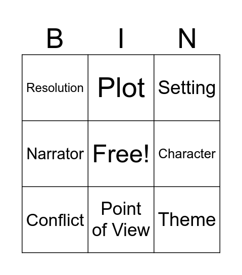 Literary Elements Bingo Card