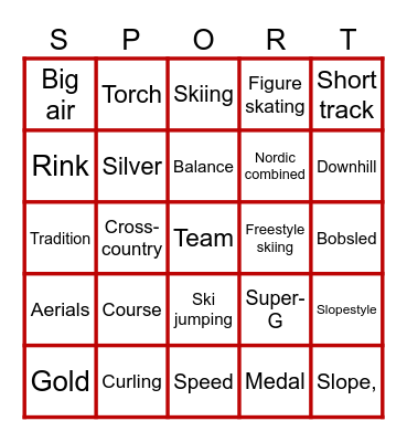 Winter Olympics 2026 Bingo Card
