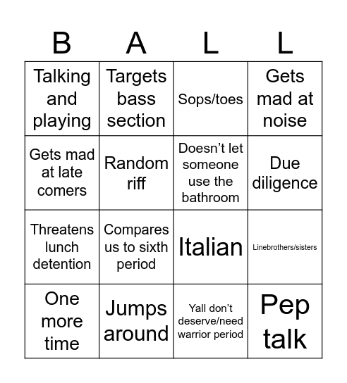 Ball Bingo Card