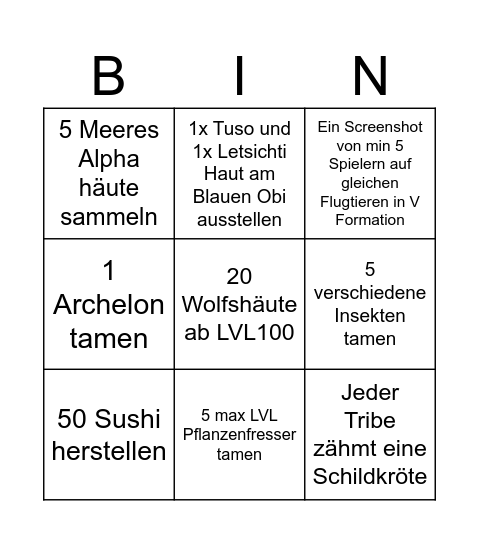 Ark Hardcore Bingo Card