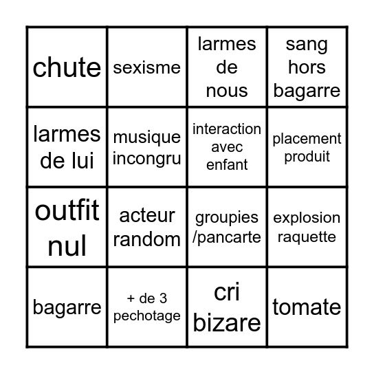 Marty supreme bingo Card