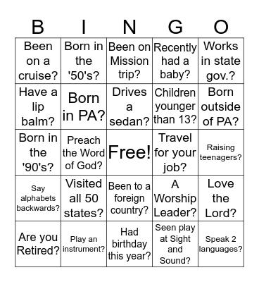 Greater Harvest Women's Fellowship Bingo Card