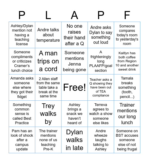 Region 10: SB IEPs Bingo Card