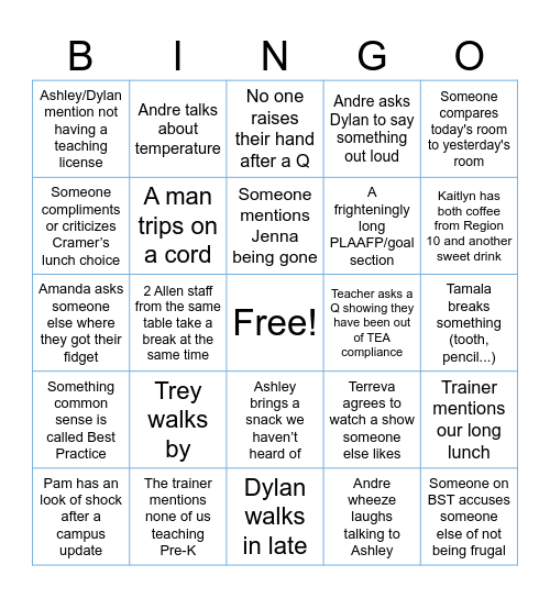 Region 10: SB IEPs Bingo Card