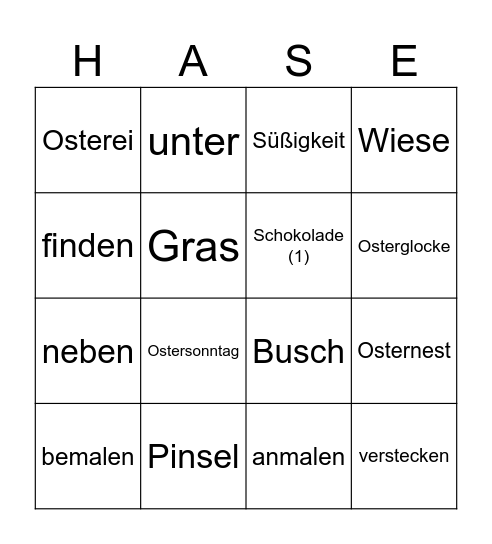 Ostereiersuche Bingo Card