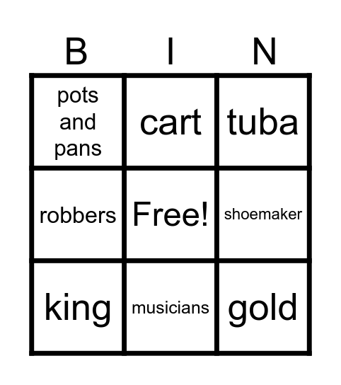 Bremen Town Musicians Bingo Card