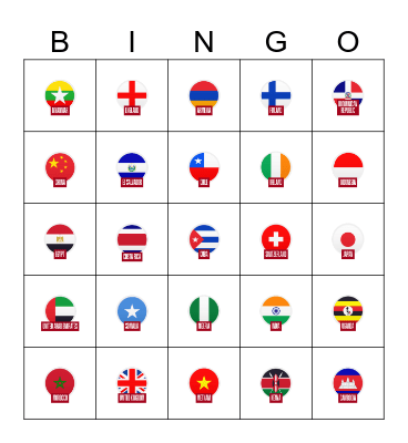 World Flags Bingo Card
