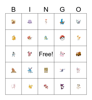 Pokemon Bingo Card