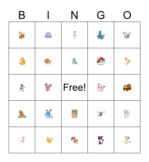 Pokemon Bingo Card