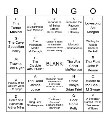 Match the Quotation Bingo Card