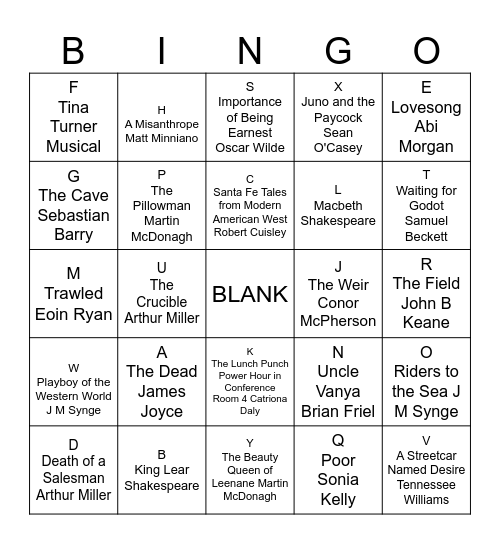 Match the Quotation Bingo Card