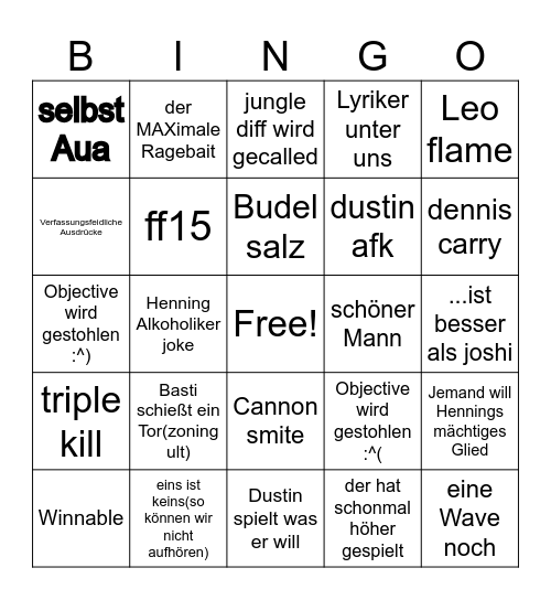 Flex Shenanigans Bingo Card