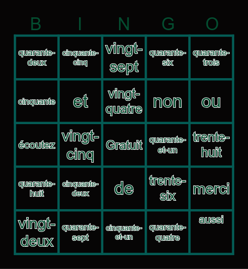 Grace Davis Bingo Card