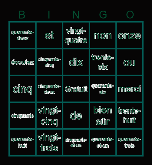 Grace Davis Bingo Card