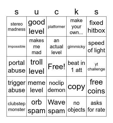 All Your Recent Tab Pain Bingo Card