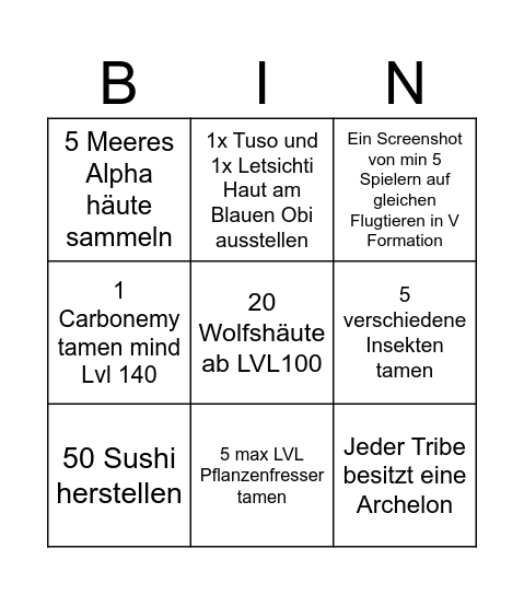 Ark Hardcore Bingo Card