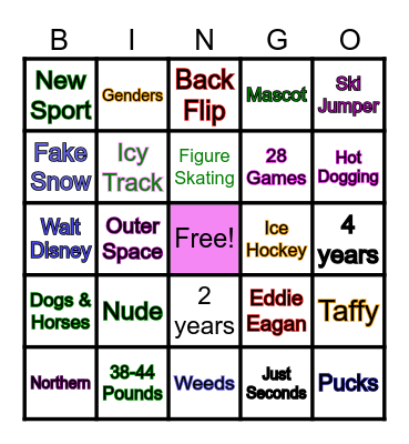 Winter Olympics Fun Facts Bingo Card