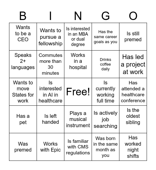 Scrubs and Suits Bingo Card