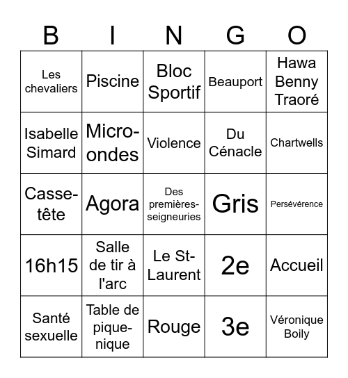 Table des seigneurs Bingo Card