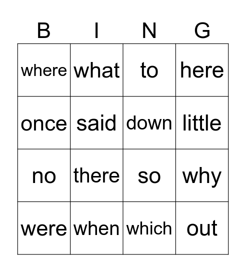 Kindergarten Eye Words (Unit 9) Bingo Card
