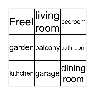 ROOMS IN THE HOUSE Bingo Card