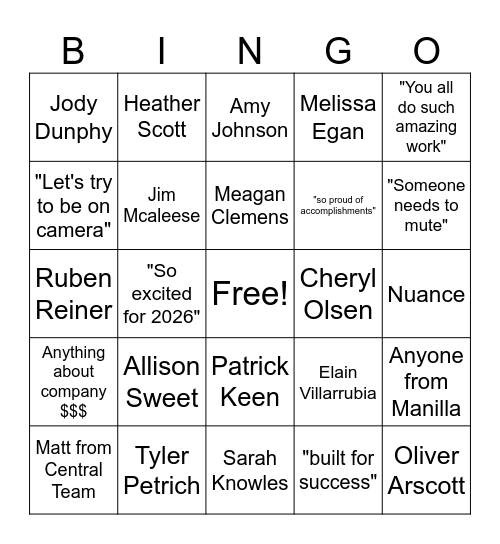 DRIVE Awards Bingo Card