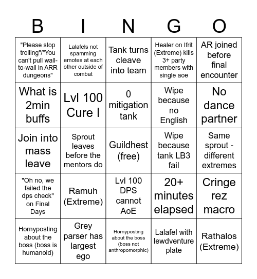 Mentor Roulette Bingo Card