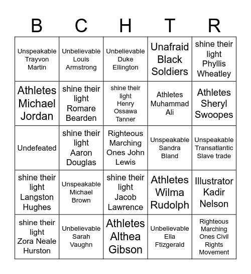 The Undefeated by Kwame Alexander Bingo Card