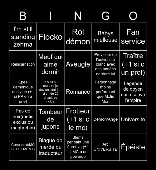 Que pour moi........ Bingo Card