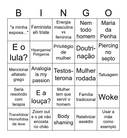 Redpill Bingo Card
