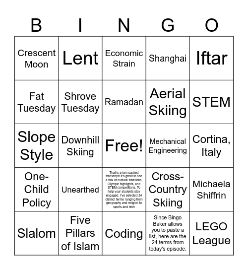 CNN 10 2/19/26 Bingo Card