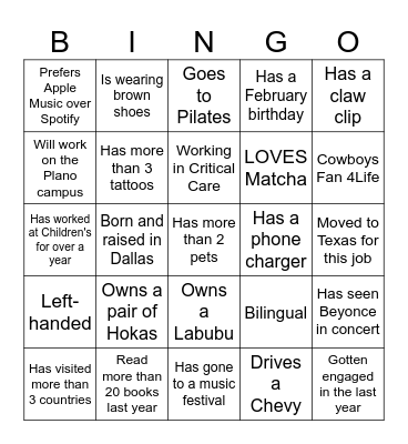 GN Social Bingo Card