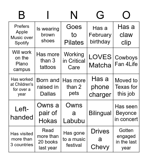 GN Social Bingo Card
