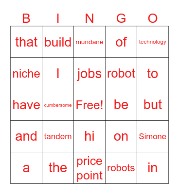 Robot Podcasttand Bingo Card