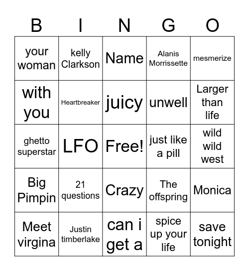 JAM with me Bingo Card