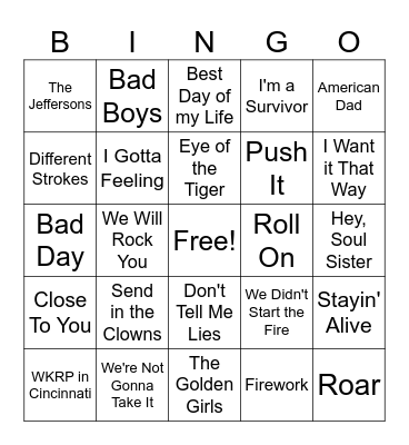 Song Bingo Card