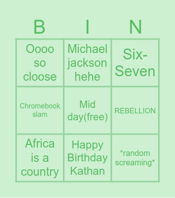 Things You might hear at school Bingo Card