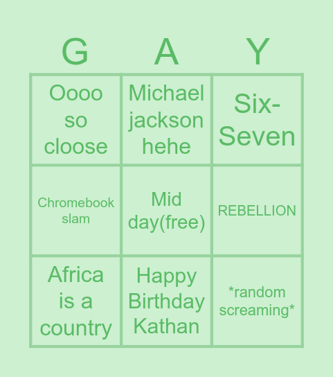 Things You might hear at school Bingo Card