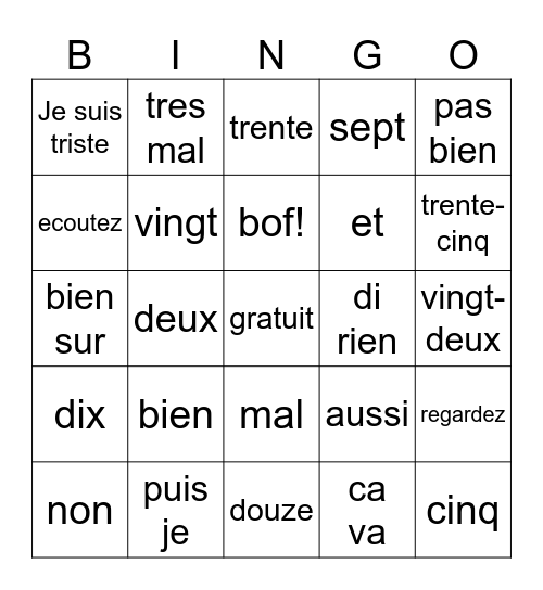 ava franklin Bingo Card