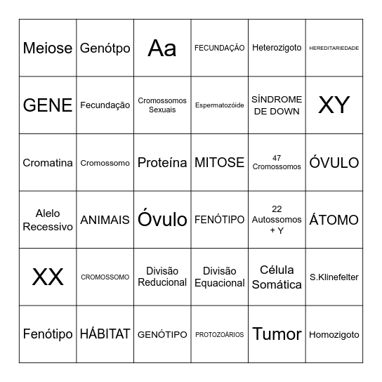 BINGO DE GENÉTICA Bingo Card