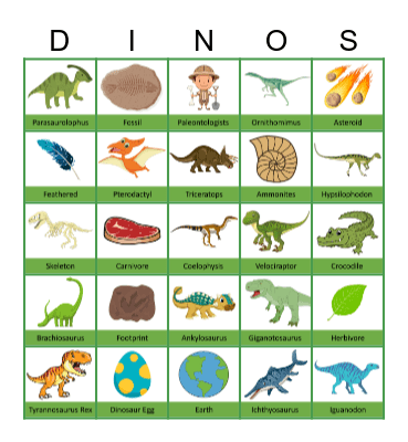 Dinosaur Bingo Card