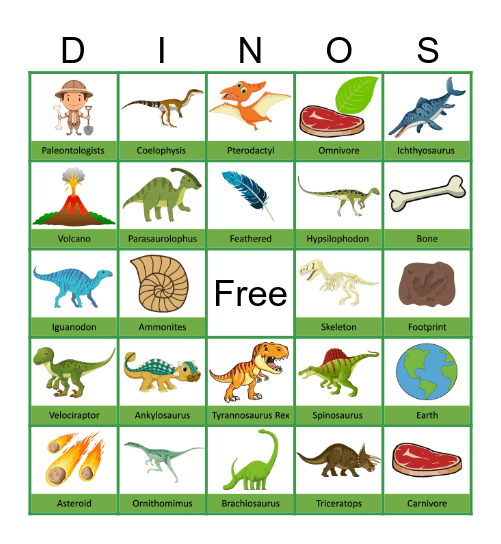 Dinosaur Bingo Card