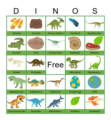 Dinosaur Bingo Card