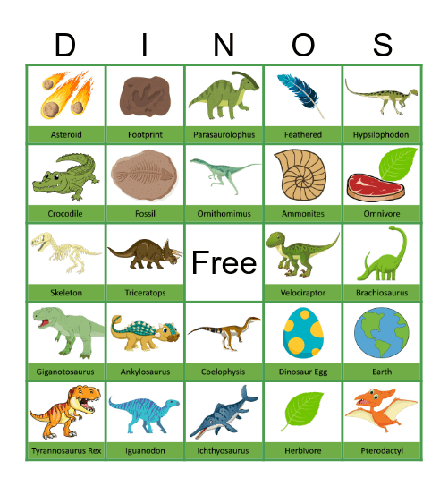 Dinosaur Bingo Card